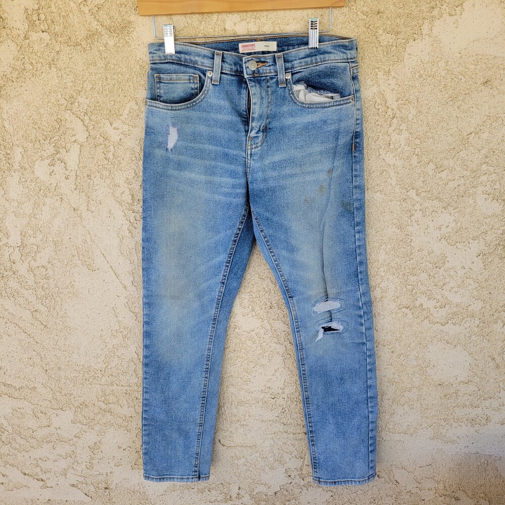 Levi Strauss Signature Blue Men Taper Jeans Size Regular 16